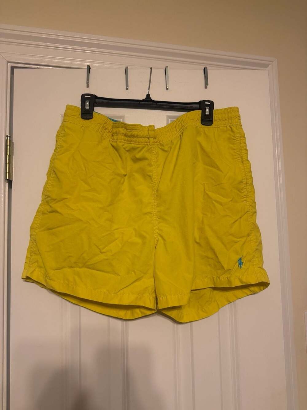 Polo Ralph Lauren Vintage Yellow Swim Trunks with Blue Pony Logo Size M